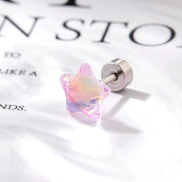 Wholesale Geometric Titanium Steel Manual Processing Sweet Women's Pentagonal Star Earrings