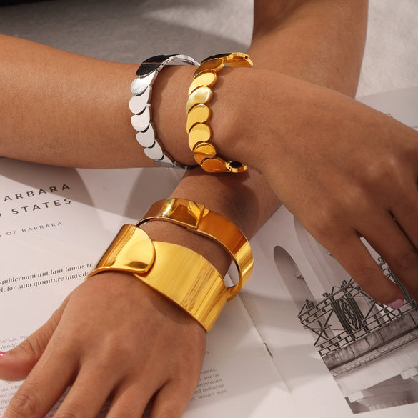 Wholesale Geometric 316L Stainless Steel Multi Layer Bright Bracelet With Water Drop Stitching And Electroplating Design