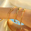 Wholesale Geometric 316L Stainless Steel Open Cshaped Bracelet With French Retro Style And Electroplating Process