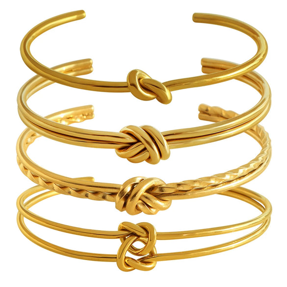 Wholesale Geometric 316L Stainless Steel Open Cshaped Bracelet With French Retro Style And Electroplating Process