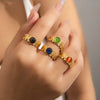 Wholesale Geometric Titanium Steel Opening Ring For Women Retro French Style With Electroplating
