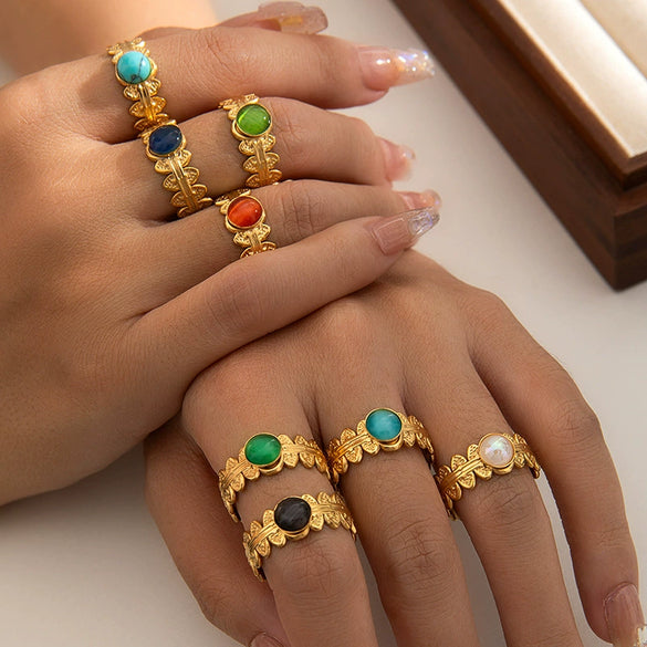 Wholesale Geometric Titanium Steel Opening Ring For Women Retro French Style With Electroplating