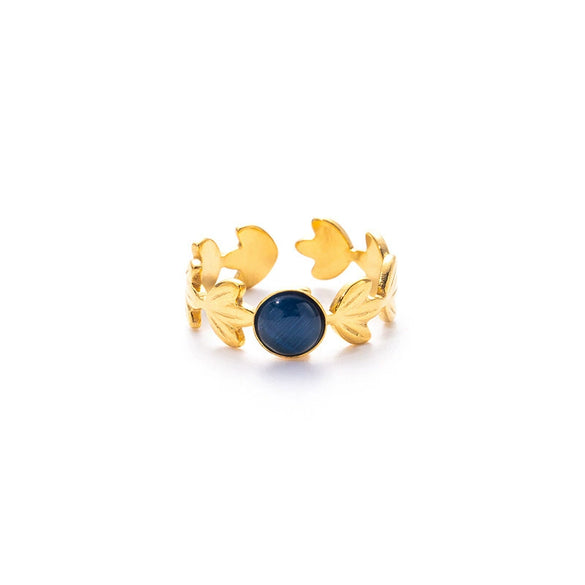 Wholesale Geometric Titanium Steel Ring Inlaid With Natural Stone Multicolor Electroplated For Women And Unisex