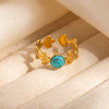 Wholesale Geometric Titanium Steel Ring Inlaid With Natural Stone Multicolor Electroplated For Women And Unisex