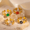 Wholesale Geometric Titanium Steel Ring Inlaid With Natural Stone Multicolor Electroplated For Women And Unisex