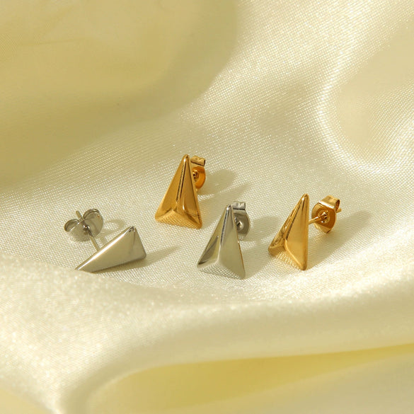 Wholesale Geometric Triangle Tapered Titanium Steel Electroplated Earrings Simple And Fashionable Unisex Design