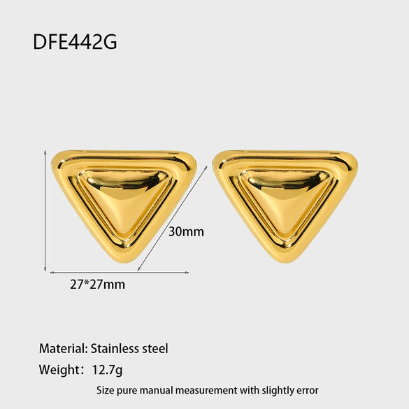 Wholesale Geometric Triangular Colorblocked 18K Goldplated Stainless Steel Earrings For Women
