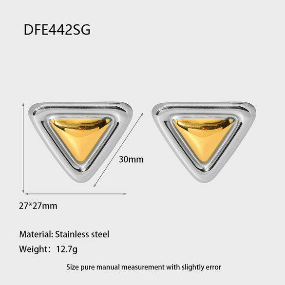 Wholesale Geometric Triangular Colorblocked 18K Goldplated Stainless Steel Earrings For Women
