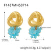 Wholesale Geometric Triangular Tassel Stained Glass 316L Stainless Steel 18K Gold Electroplated Women's Earrings