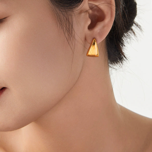 Wholesale Geometric Triangular Titanium Steel Earrings With Electroplating For Women