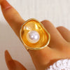 Wholesale Geometric Trumpet Flower Bowlshaped Zinc Alloy Electroplated Baroque Open Ring For Women