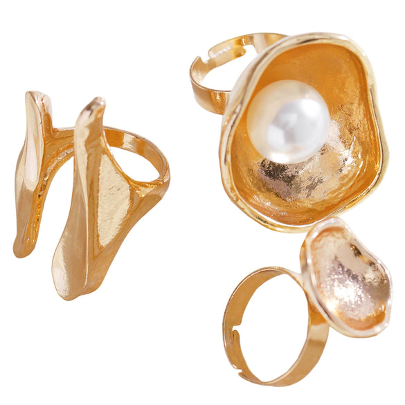 Wholesale Geometric Trumpet Flower Bowlshaped Zinc Alloy Electroplated Baroque Open Ring For Women