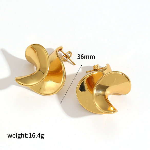 Wholesale Geometric Twist Irregular Stainless Steel Ladies Earrings With Electroplating And Personality Design
