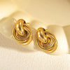 Wholesale Geometric Twist Twist Stud Earrings In Titanium Steel With Matte Texture Hollow Design Retro Elegant Style Electroplated For Women's Fashion