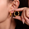 Wholesale Geometric U Shaped Oil Drop Titanium Steel Women's Earrings 18K Gold Plated Pvd