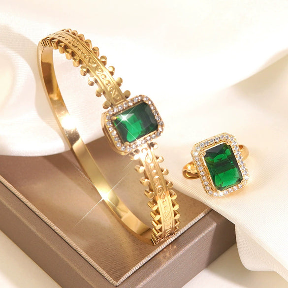 Wholesale Geometric Unique Style Stainless Steel Zircon 18K Gold Plated Bracelet