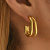 Wholesale Geometric Ushaped Doubleline Stainless Steel 16K Gold Plated Earrings For Women