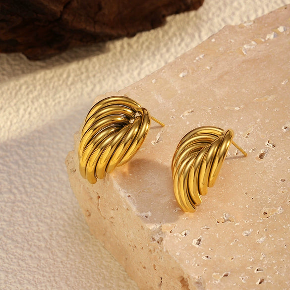 Wholesale Geometric Ushaped Electroplated Titanium Steel Stud Earrings For Women