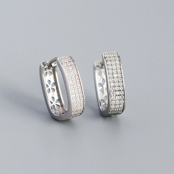 Wholesale Geometric Ushaped Micro Inlaid Zircon S925 Silver Electroplated Ear Buckle Jewelry For Women