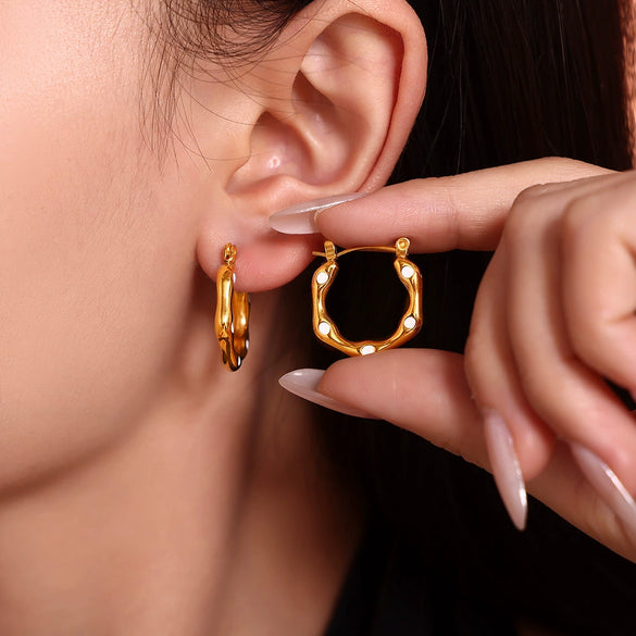 Wholesale Geometric Ushaped Oil Drop Titanium Steel And Stainless Steel Electroplated Earrings For Women