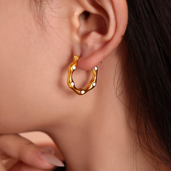 Wholesale Geometric Ushaped Oil Drop Titanium Steel And Stainless Steel Electroplated Earrings For Women