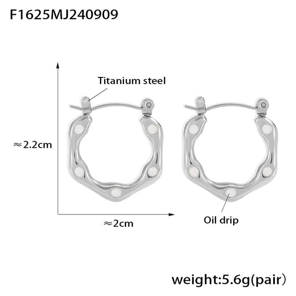 Wholesale Geometric Ushaped Oil Drop Titanium Steel And Stainless Steel Electroplated Earrings For Women