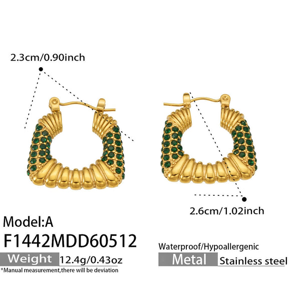 Wholesale Geometric Ushaped Stainless Steel Zircon Inlaid Electroplated Earrings For Women