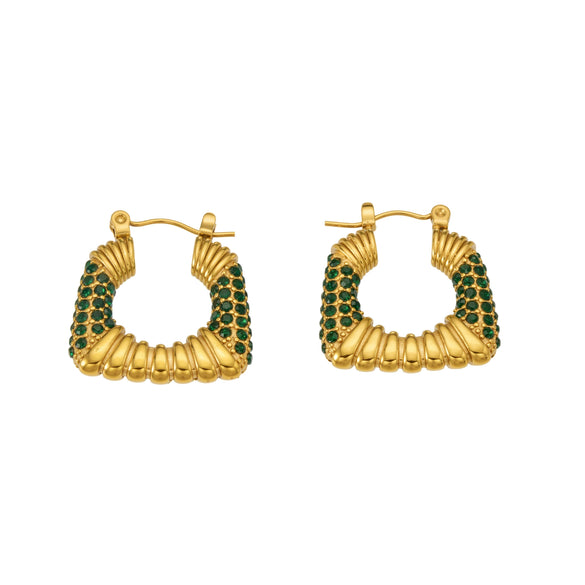 Wholesale Geometric Ushaped Stainless Steel Zircon Inlaid Electroplated Earrings For Women