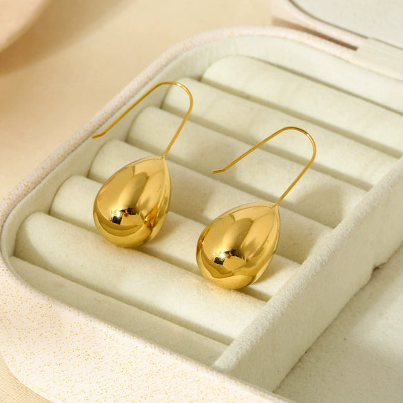 Wholesale Geometric Water Drop Stainless Steel Earrings 18K Gold Plated For Women