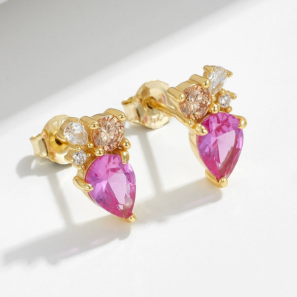 Wholesale Geometric Water Drop Zircon Sterling Silver Earrings For Women With Diamond Treatment