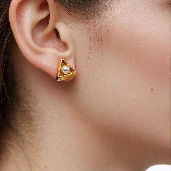 Wholesale Geometric Wave Design Diamond Stainless Steel Earrings For Women