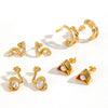 Wholesale Geometric Wave Design Diamond Stainless Steel Earrings For Women