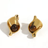 Wholesale Geometric Wave Dot Pearl Titanium Steel Electroplated Ring For Women Jewelry