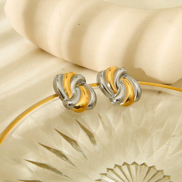 Wholesale Geometric Wave 18K Gold Plated Stainless Steel Earrings For Women