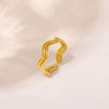 Wholesale Geometric Wave Open Ring For Women Stainless Steel With Electroplating