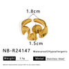 Wholesale Geometric Wave Texture Open Ring In Stainless Steel With 18K Gold Colorpreserving Electroplating Waterproof And Unisex