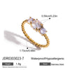 Wholesale Geometric White Zircon Stainless Steel Electroplated Ring Jewelry For Women
