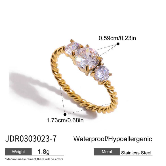 Wholesale Geometric White Zircon Stainless Steel Electroplated Ring Jewelry For Women