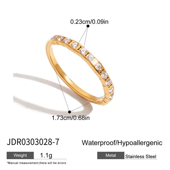 Wholesale Geometric White Zircon Stainless Steel Electroplated Ring Jewelry For Women