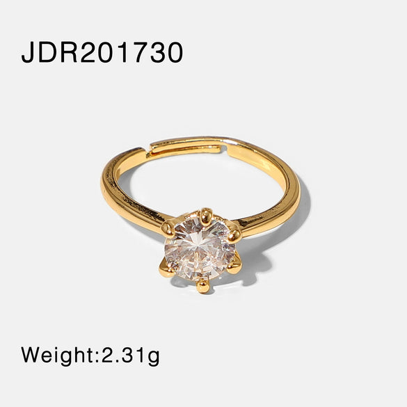 Wholesale Geometric White Zircon Stainless Steel Electroplated Ring Jewelry For Women