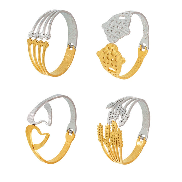 Wholesale Geometric Wide Hollow Stainless Steel Bracelet With 18K Gold Plated Electroplating