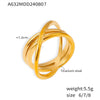 Wholesale Geometric Winding Hollow Cross Line Ring Titanium Steel 18K Gold Electroplated Jewelry For Women