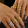 Wholesale Geometric Winding Threaded Open Nonadjustable Women's Fashion Ring 316L Stainless Steel 18K Gold Plated