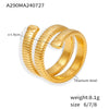 Wholesale Geometric Winding Threaded Open Nonadjustable Women's Fashion Ring 316L Stainless Steel 18K Gold Plated