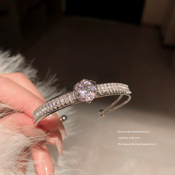 Wholesale Geometric Zircon Copper Bracelet Fashionable And Light Luxury Jewelry
