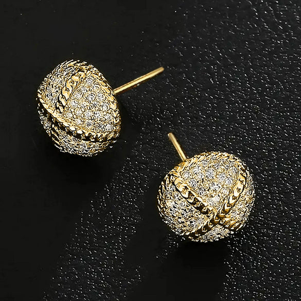 Wholesale Geometric Zircon Inlay Copper Earrings Unisex Fashion