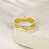 Wholesale Geometric Zircon Micropaved Titanium Steel Ring For Women And Couples