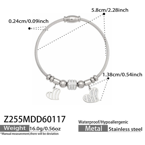 Wholesale Geometric Zircon Pendant Bracelet Set Stainless Steel Gold Plated