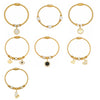 Wholesale Geometric Zircon Pendant Bracelet Set Stainless Steel Gold Plated