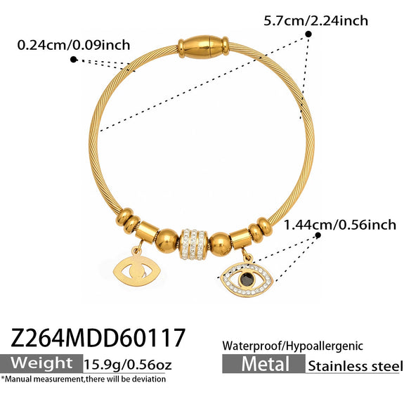 Wholesale Geometric Zircon Pendant Bracelet Set Stainless Steel Gold Plated